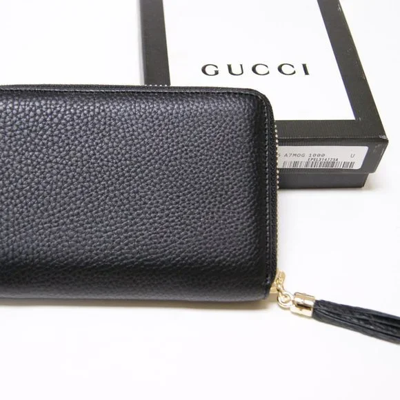 New Gucci Soho Black Leather Unisex Zip Around Wallet Purse - Picture 5 of 7